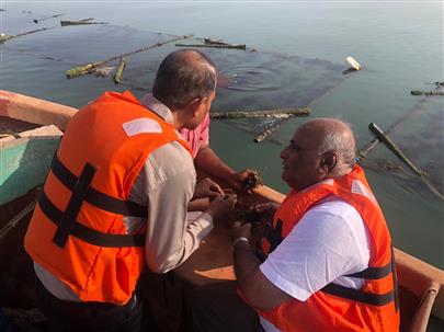Visit of Hon. Vice Chancellor, Kamdhenu University, Gandhinagar to Fisheries Research Station, Okha and Seaweed Farming site at Beyt Dwarka.